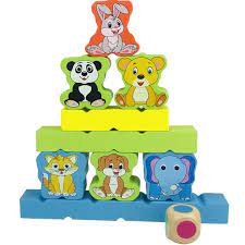 Wooden Toy Animal Building Block Tower 3868